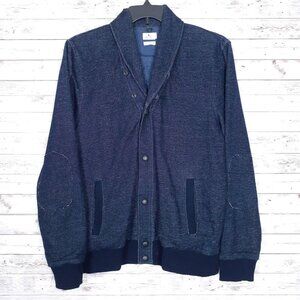 Penny Stock Mens Snap Front Cardigan L Blue Lined 715A